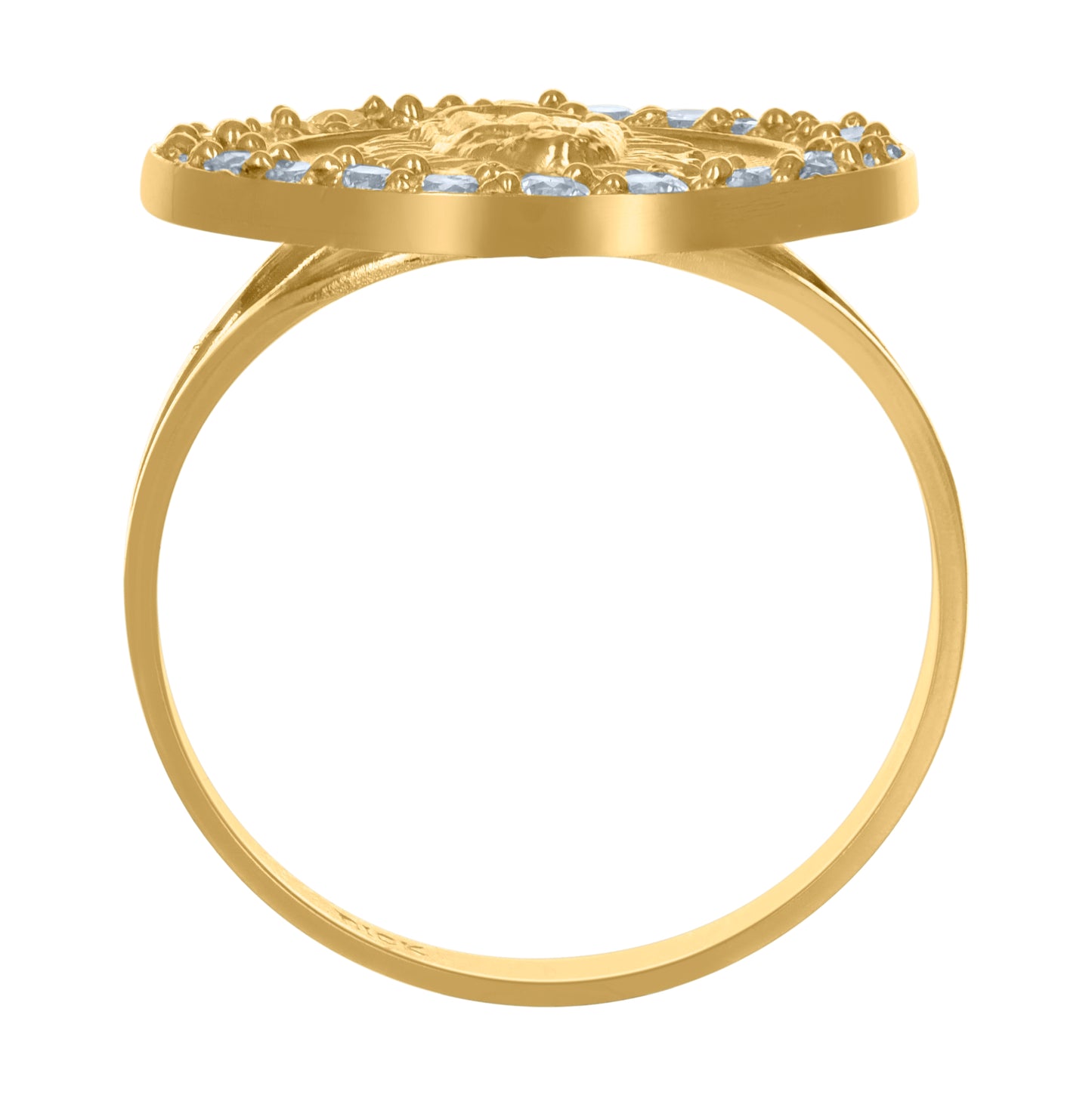 10K Yellow Gold Womens Cubic-Zirconia Guadalupe Religious Ring