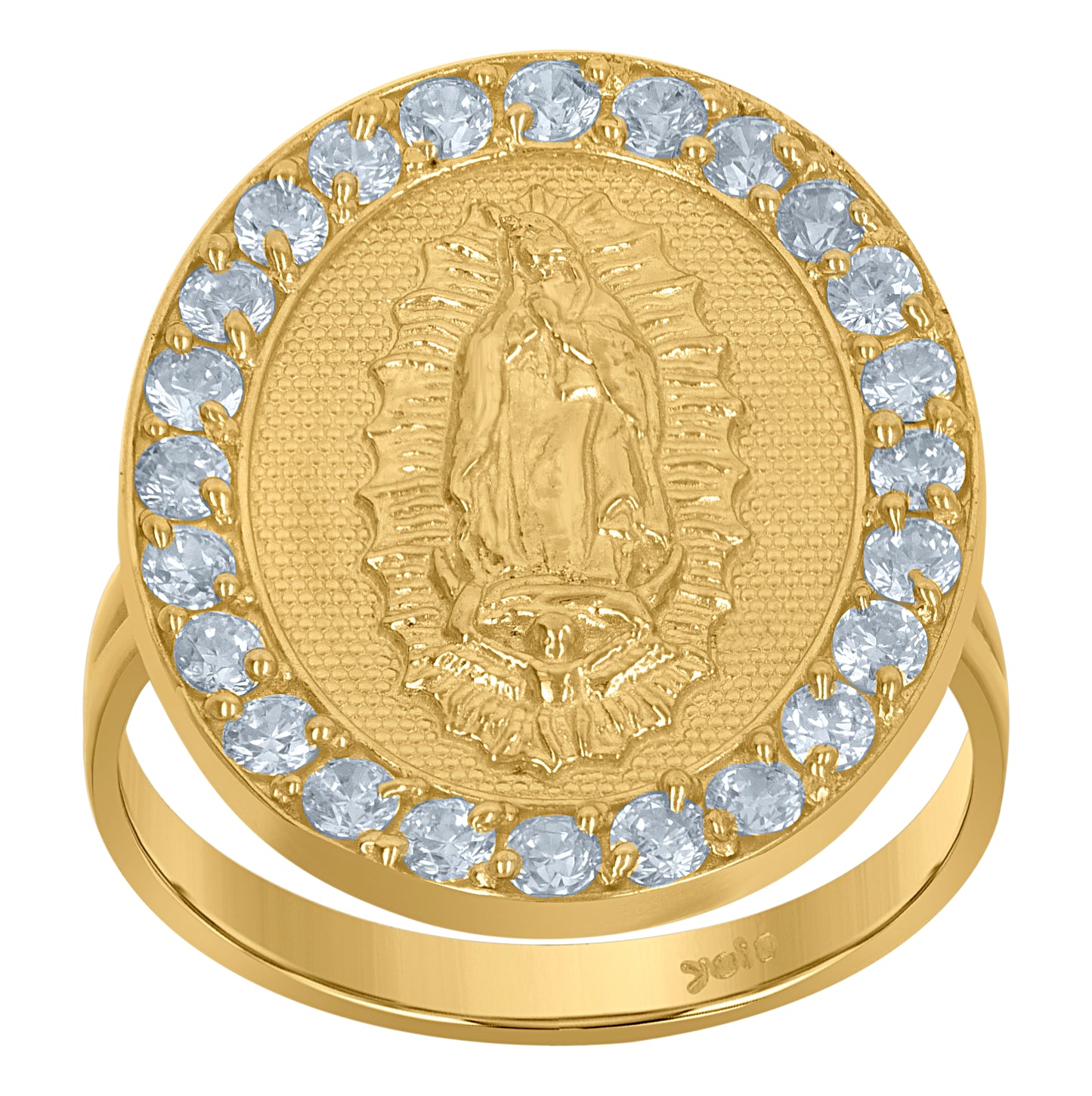 10K Yellow Gold Womens Cubic-Zirconia Guadalupe Religious Ring
