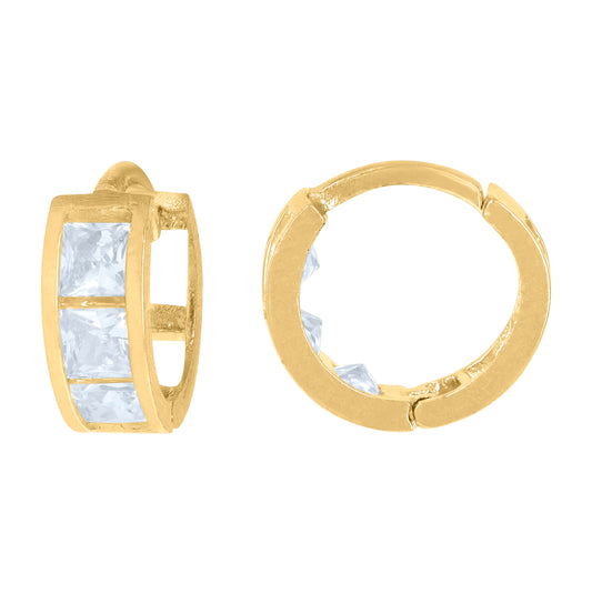10K Yellow Gold Womens Princess Cut Cubic-Zirconia Cubic Zirconia Hoop Earrings