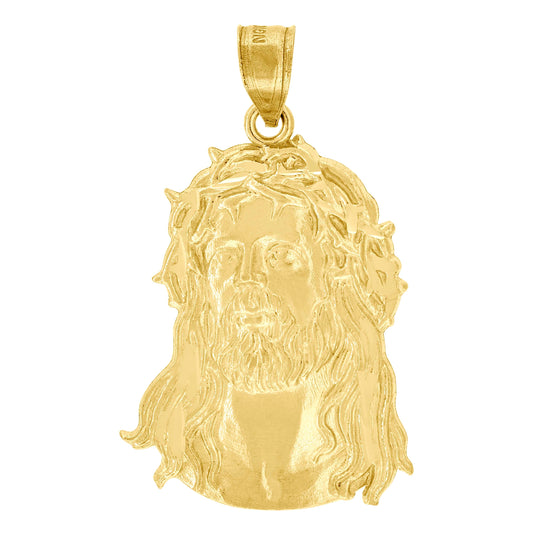 10K Yellow Gold Unisex Jesus Face Religious Charm Pendant