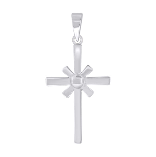Sterling Silver Unisex Cubic-Zirconia Cross Religious Charm Pendant