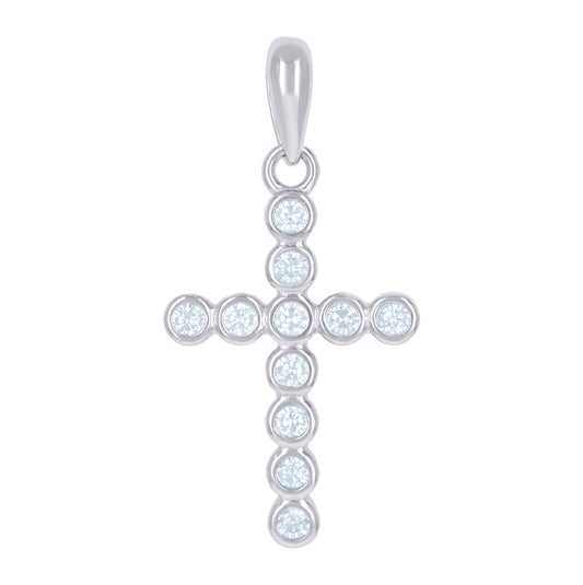 Sterling Silver Unisex Cubic-Zirconia Cross Religious Charm Pendant