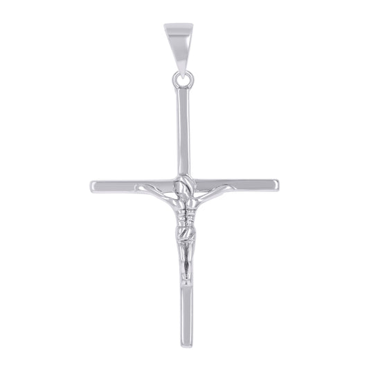 Sterling Silver Unisex Cubic-Zirconia Religious Crucifix Charm Pendant