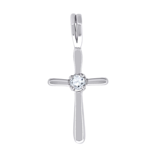 Sterling Silver Unisex Cubic-Zirconia Cross Religious Charm Pendant