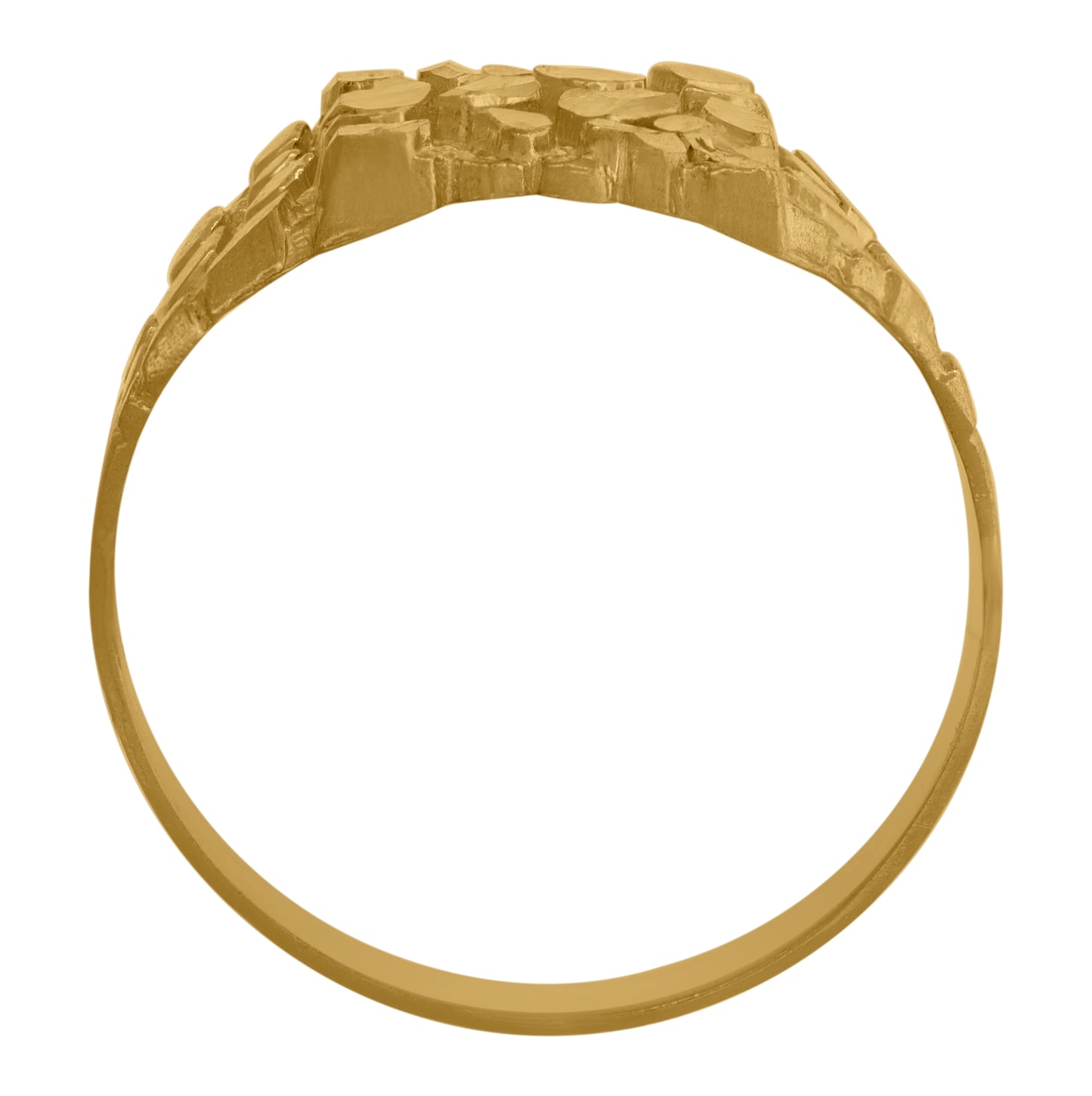 10K Yellow Gold Mens Nugget Diamond Cut Textured Band Ring