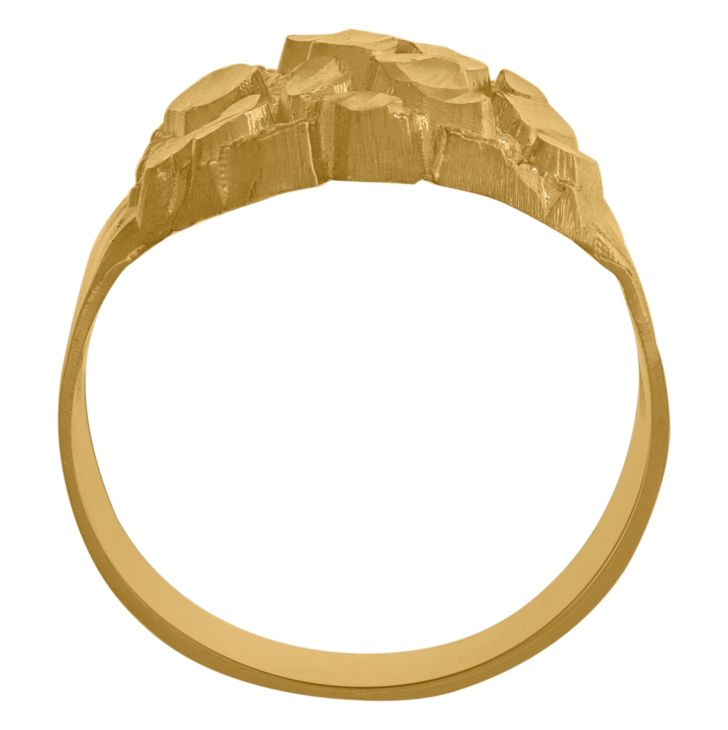 10K Yellow Gold Mens Nugget Diamond Cut Textured Band Ring