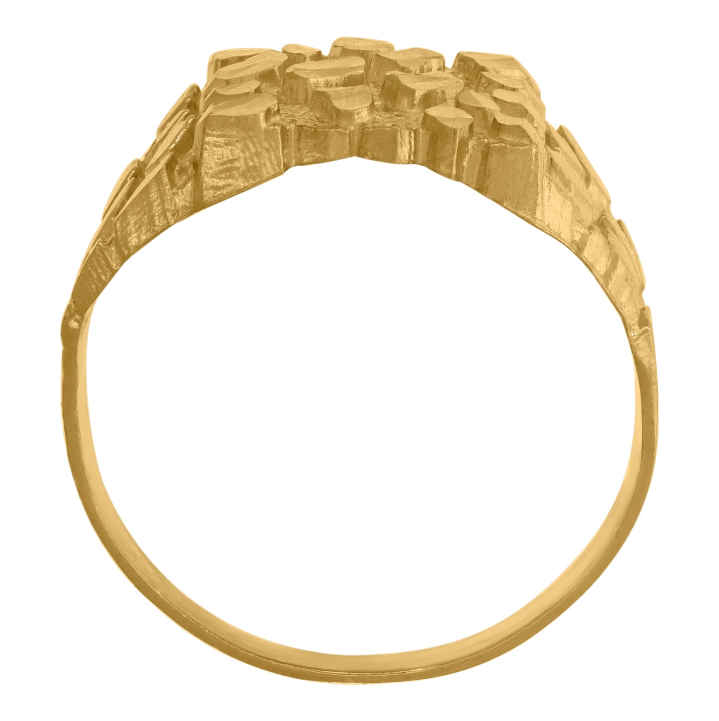 10K Yellow Gold Mens Nugget Diamond Cut Textured Band Ring