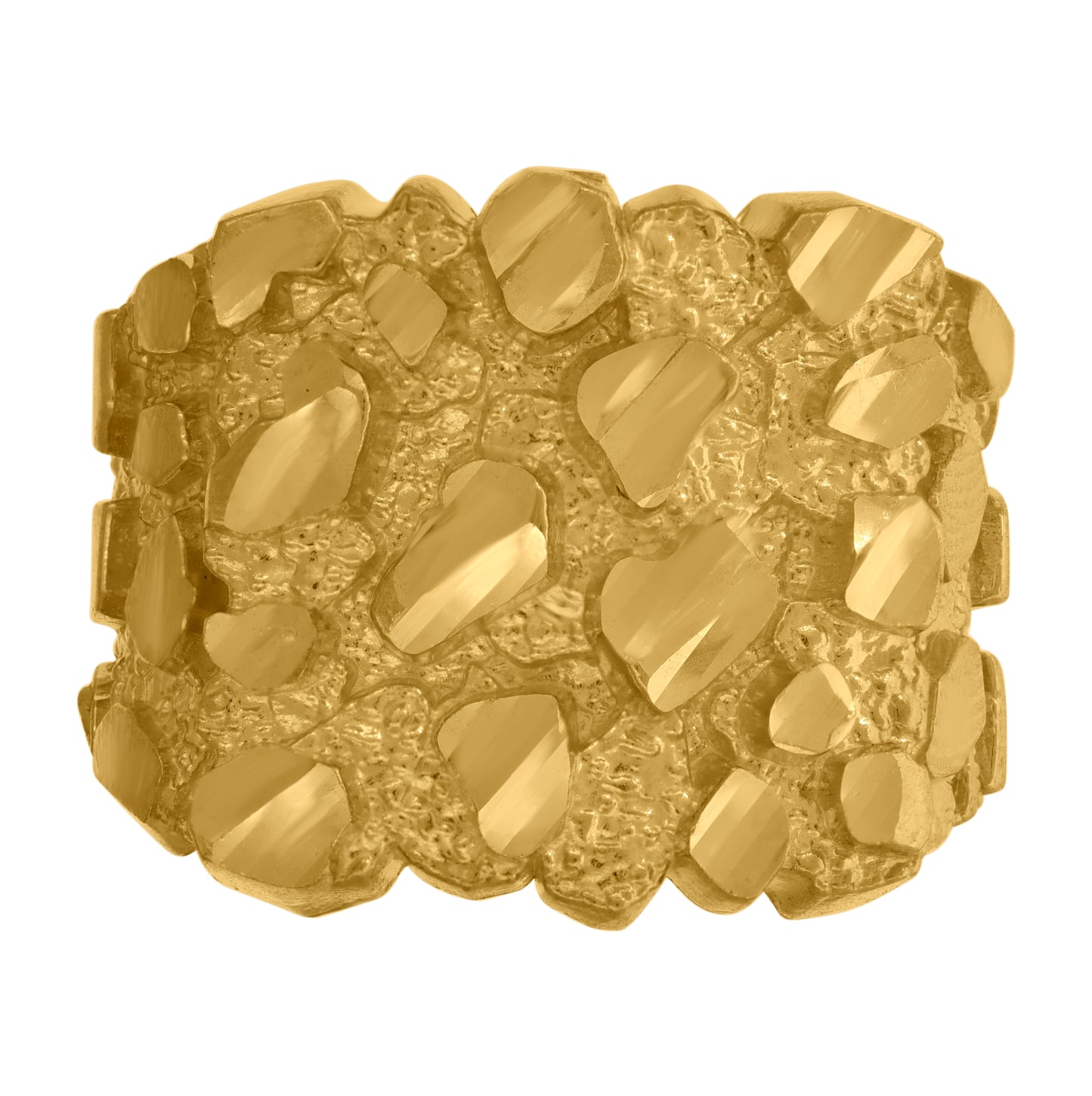 10K Yellow Gold Mens Nugget Fashion Rings