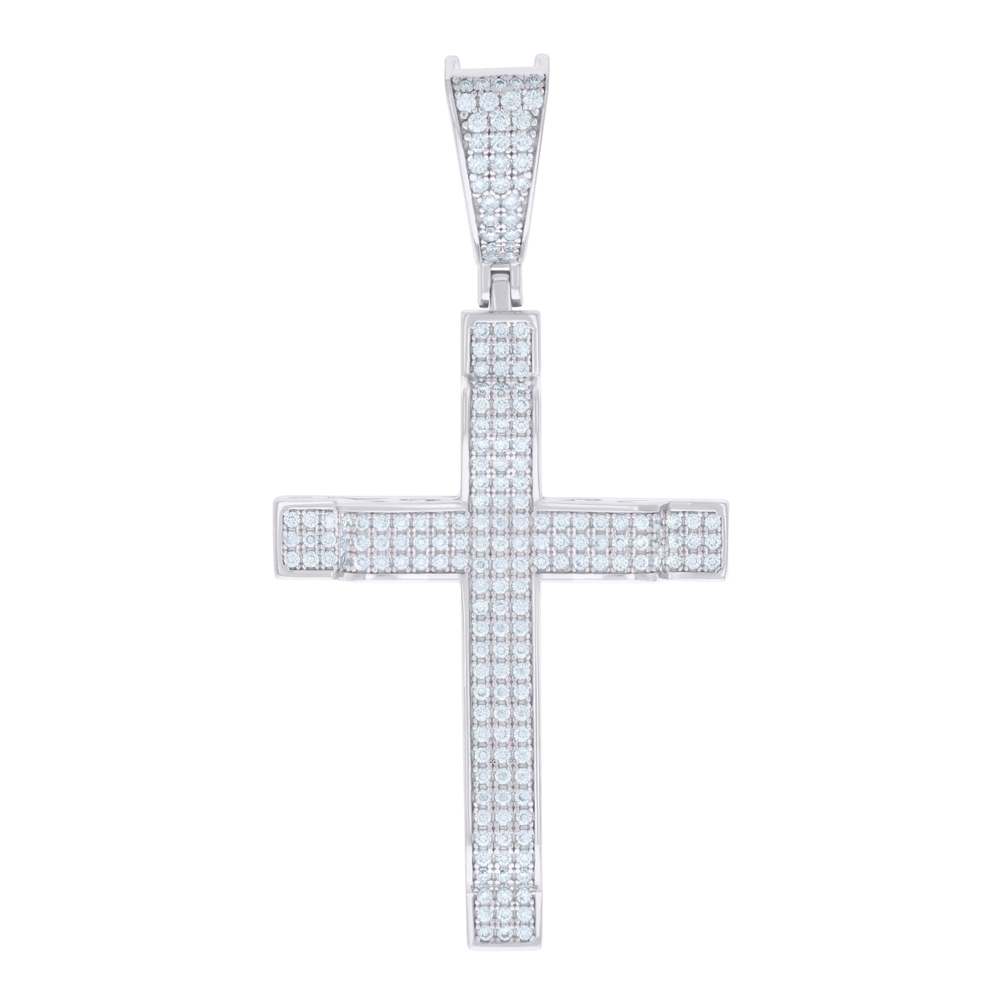 Sterling Silver Unisex Cubic Zirconia Cross Religious Charm Pendant
