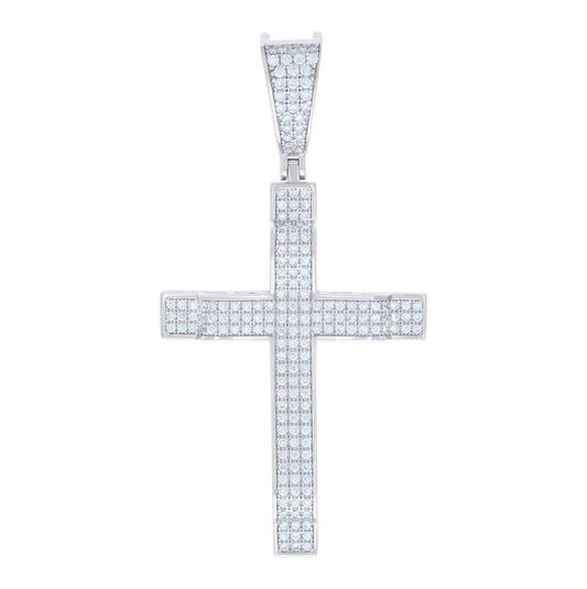Sterling Silver Unisex Cubic Zirconia Cross Religious Charm Pendant