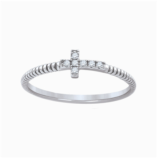 Sterling Silver Womens Cubic-Zirconia Cross Religious Bridal Anniversary Wedding Engagement Band Ring