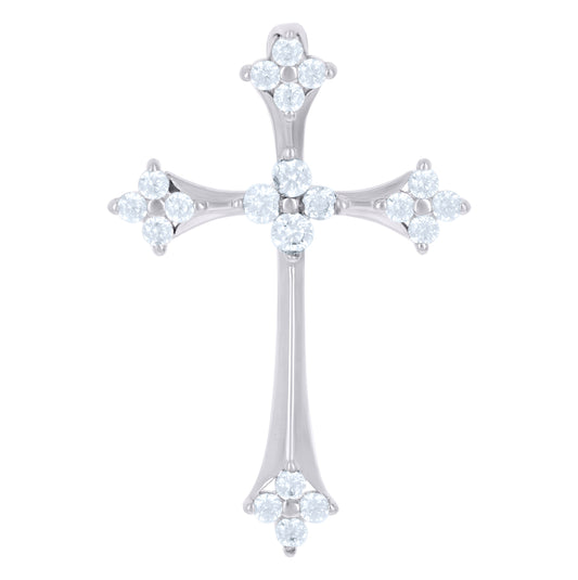 Sterling Silver Unisex Cubic-Zirconia Cross Religious Charm Pendant
