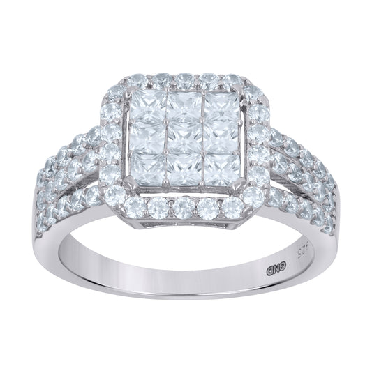 Sterling Silver Womens Princess Cut Cubic Zirconia Square Head Bridal Anniversary Engagement Wedding Ring