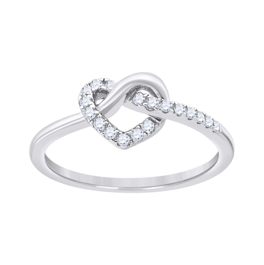 Sterling Silver Womens Cubic Zirconia Love Knot Heart Adjustable Toe Bridal Anniversary Wedding Engagement Band Ring