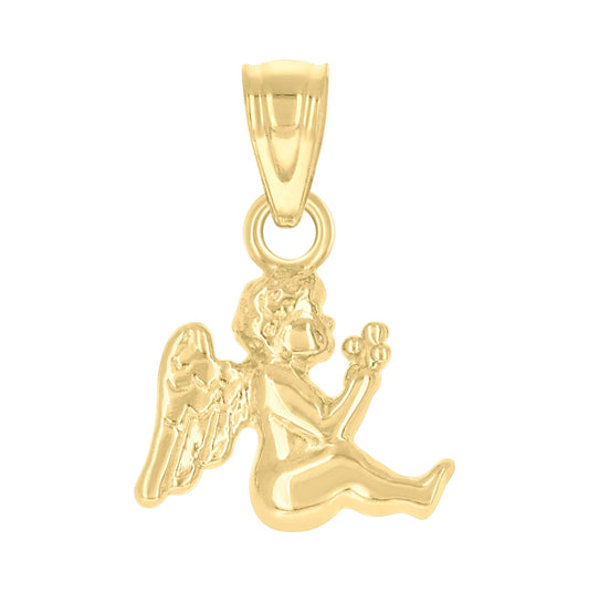 10K Yellow Gold Womens Angel Religious Charm Pendant