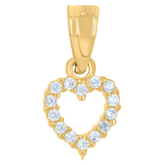 10K Yellow Gold Cubic-Zirconia Womens Heart Charm Pendant