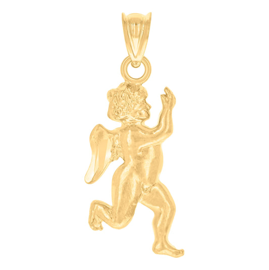 10K Yellow Gold Unisex Angel Religious Charm Pendant