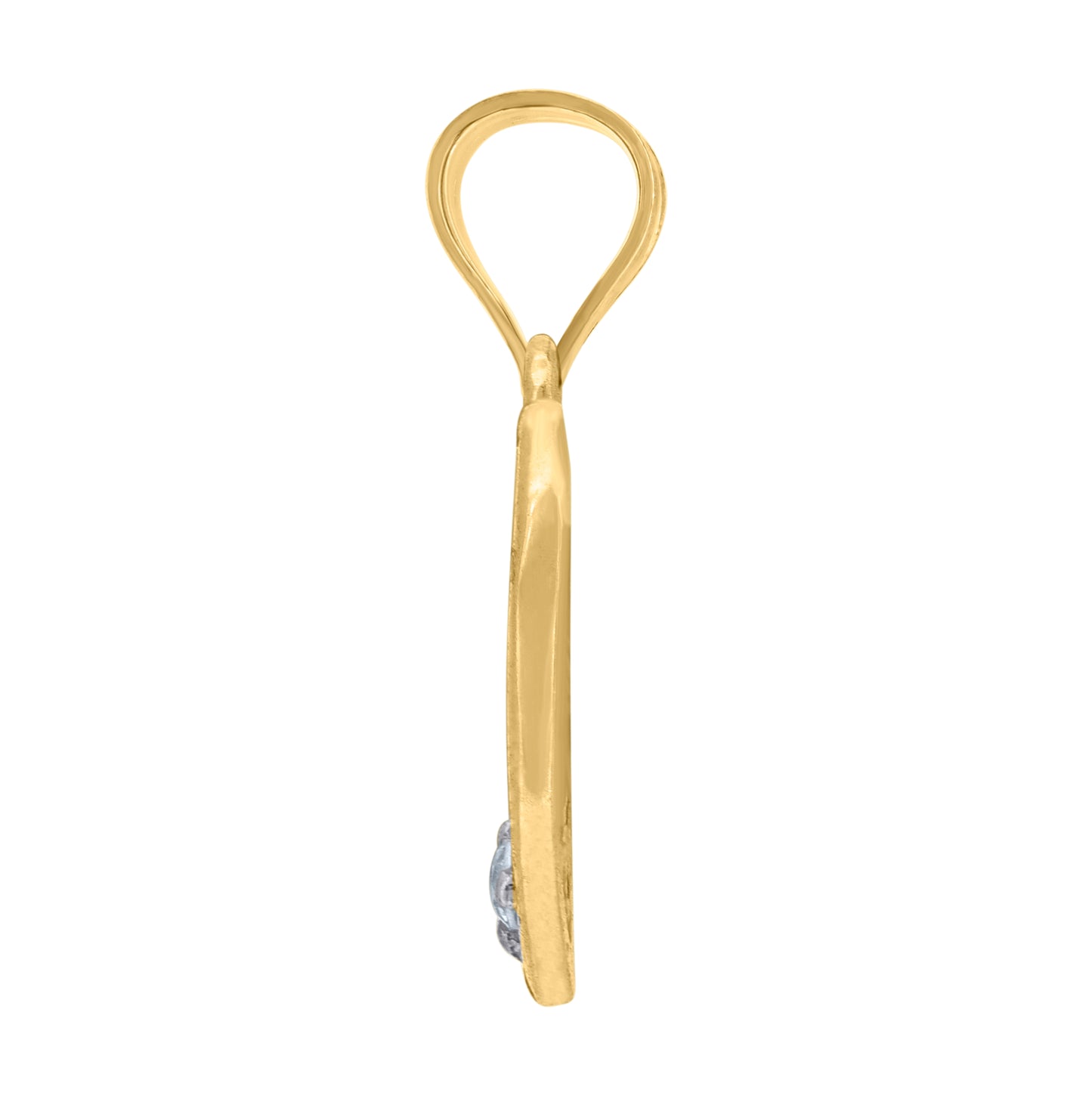 10K Gold Two-Tone Cubic-Zirconia Womens Double Heart Charm Pendant