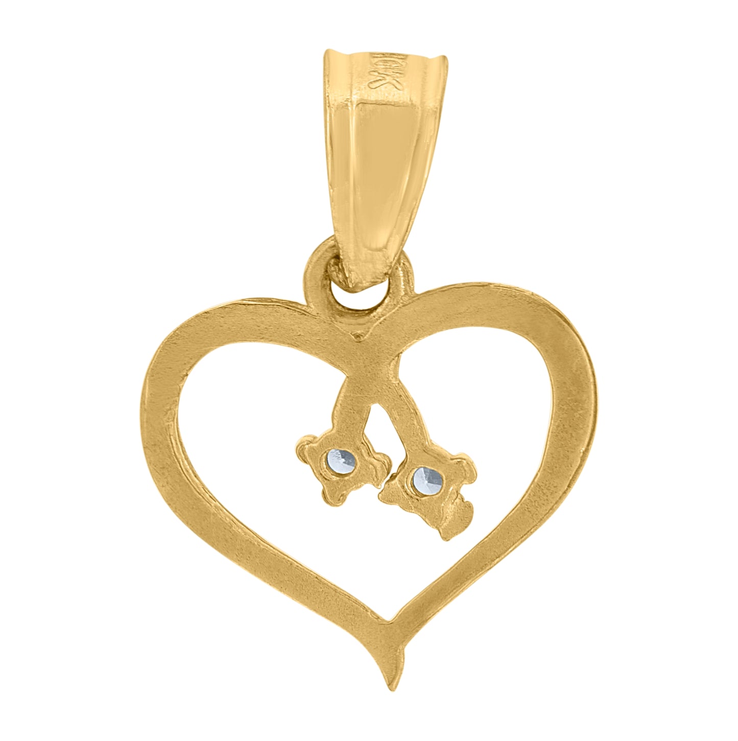10K Yellow Gold Cubic-Zirconia Womens Heart Charm Pendant