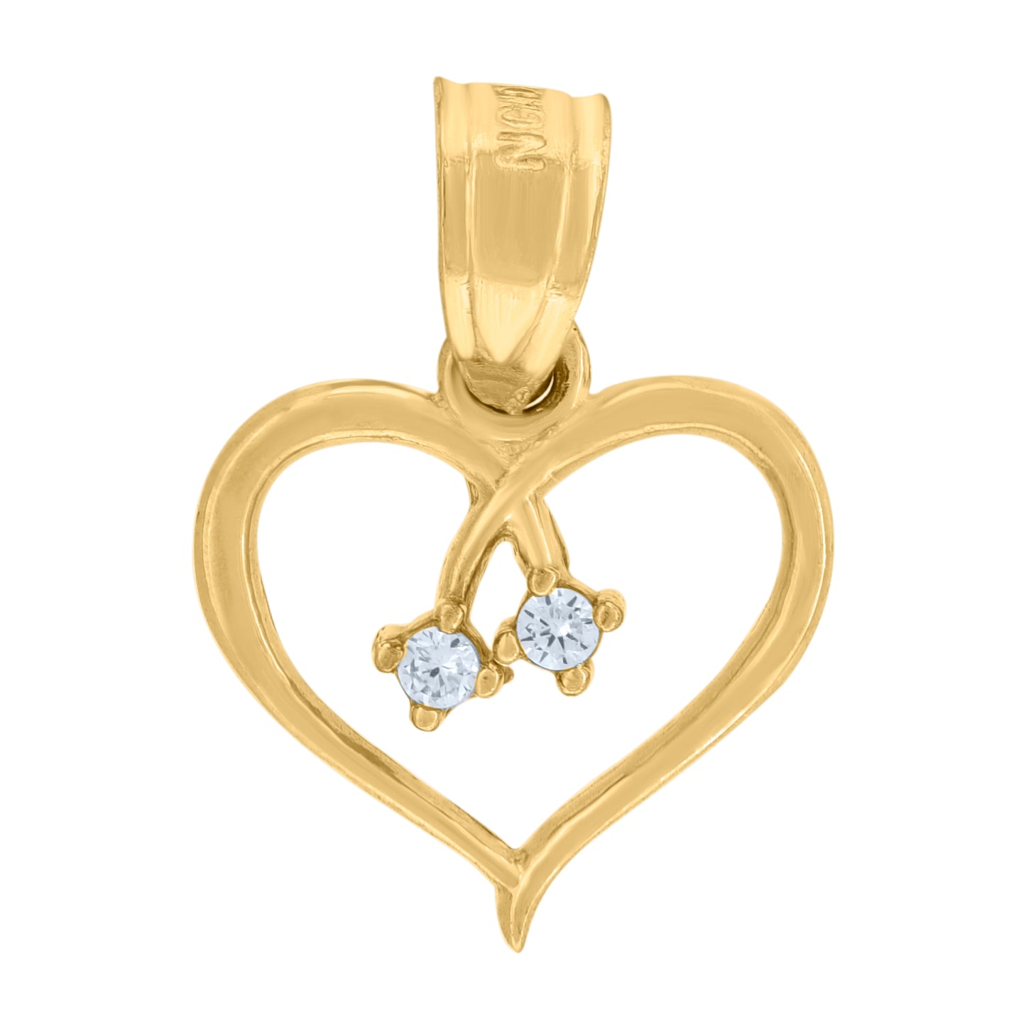 10K Yellow Gold Cubic-Zirconia Womens Heart Charm Pendant