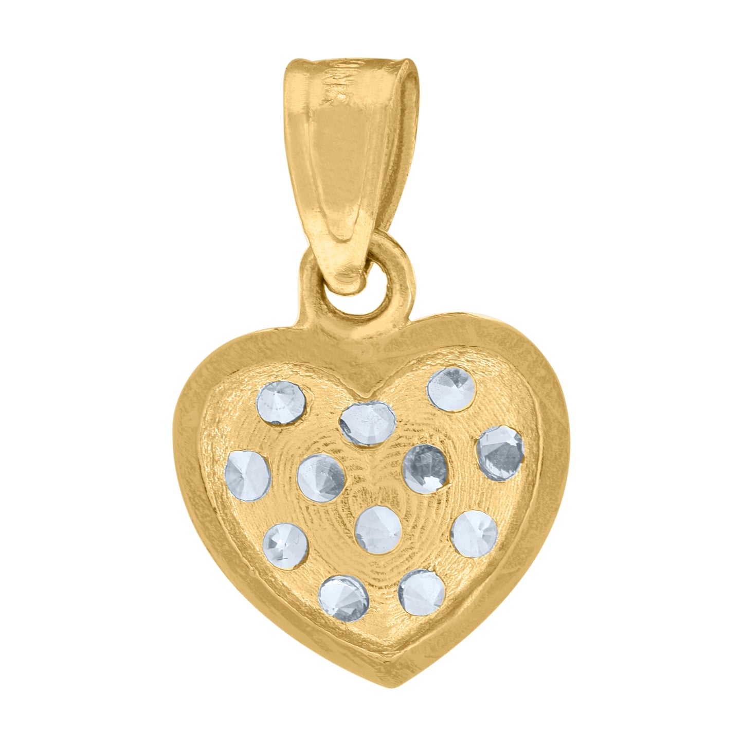 10K Two-Tone Gold Womens Cubic Zirconia Cubic-Zirconia Heart Charm Pendant