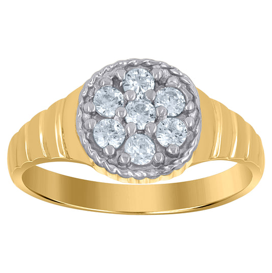 10K Yellow Gold Womens Cubic Zirconia Round Engagement Ring