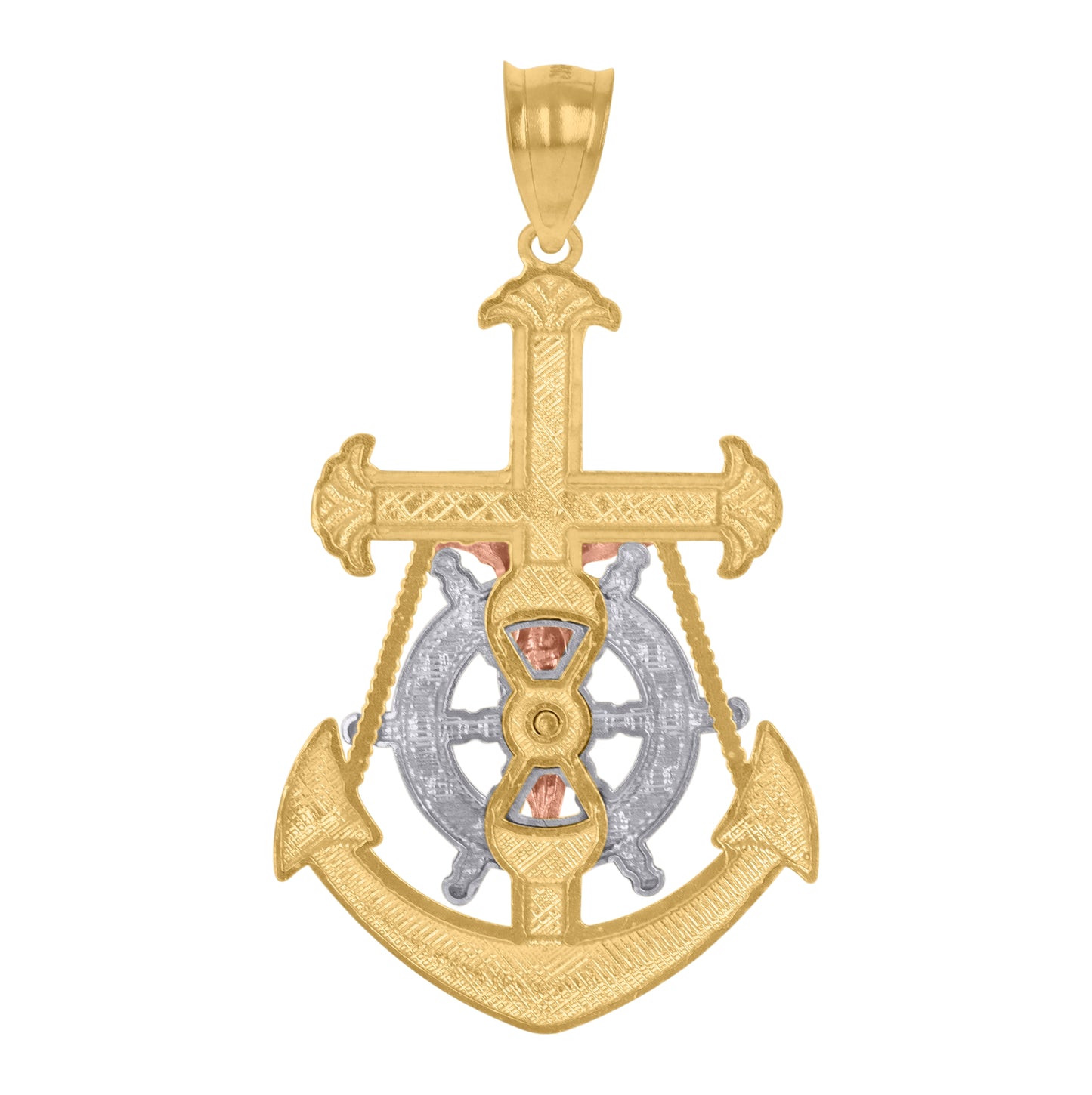 10K Tri-Color Gold Mens Women Crucifix Religious Charm Pendant
