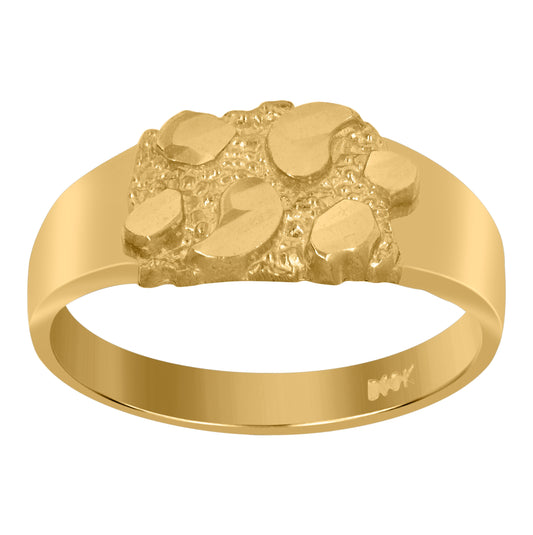 10K Yellow Gold Womens Nugget Ring Size 7