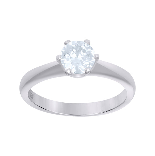 Sterling Silver Womens Cubic Zirconia Sizes 6-9 Round Center Stone Bridal Wedding Engagement Anniversary Band Ring