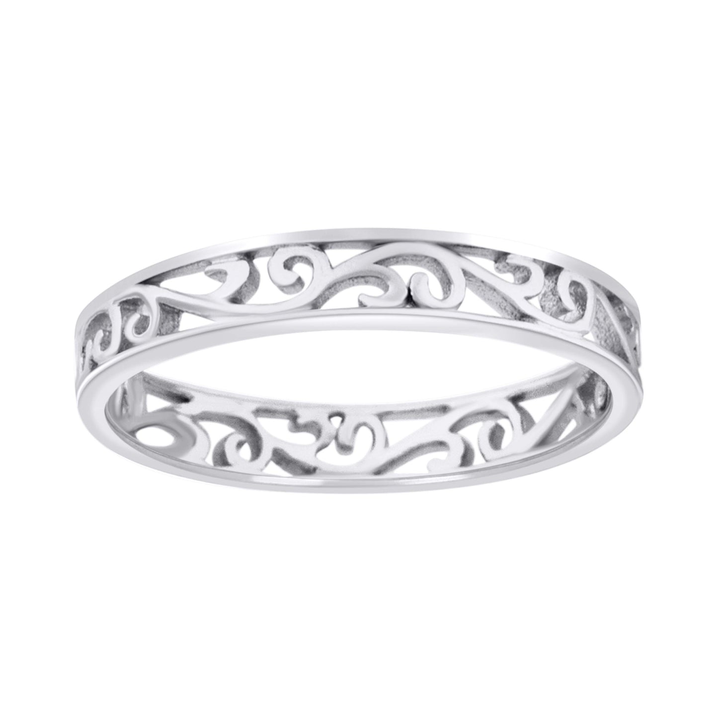 Sterling Silver Womens Scroll Pattern Fashion Bridal Anniversary Wedding Engagement Band Ring