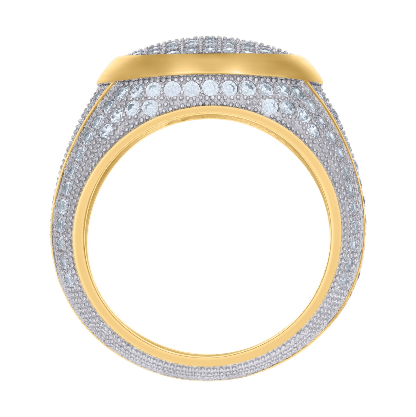 Sterling Silver Yellow-Tone Mens Cubic-Zirconia Fashion Bridal Anniversary Wedding Engagement Band Ring