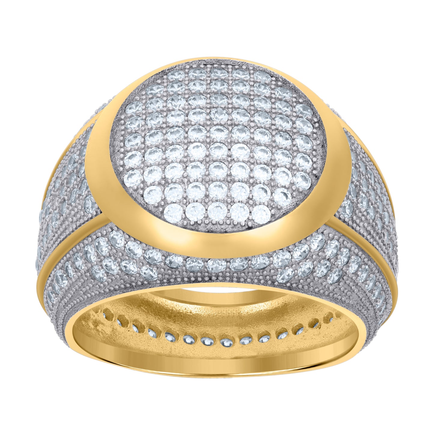 Sterling Silver Yellow-Tone Mens Cubic-Zirconia Fashion Bridal Anniversary Wedding Engagement Band Ring