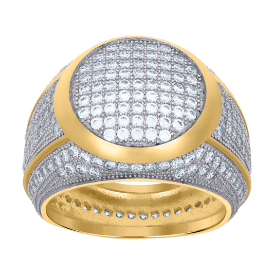 Sterling Silver Yellow-Tone Mens Cubic-Zirconia Fashion Bridal Anniversary Wedding Engagement Band Ring