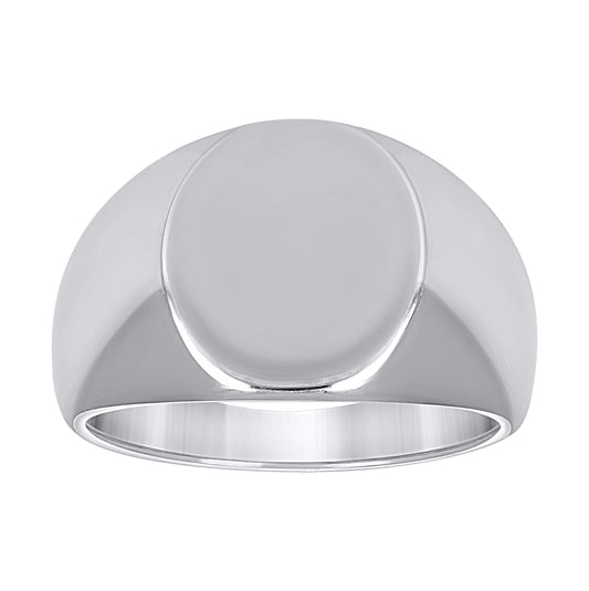 Stainless Steel Mens Oval Signet Polished Plain Band Sizes 7 - 14 Comfort-Fit Fashion Bridal Anniversary Wedding Engagement Band Ring