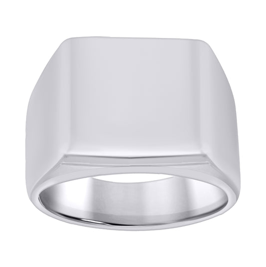 Stainless Steel Mens Square Signet Polished Plain Band Size-7 Comfort-Fit Fashion Bridal Anniversary Wedding Engagement Band Ring