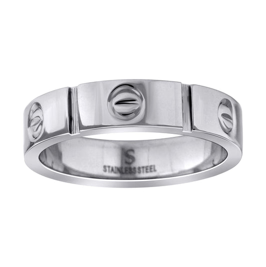 Stainless Steel Mens Grooved Screw Sizes 7 - 14 Comfort-fit Fashion Bridal Anniversary Wedding Engagement Band Ring