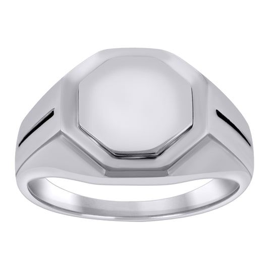 Stainless Steel Mens Octagon Signet Polished Sizes 7 - 14 Comfort-Fit Fashion Bridal Anniversary Wedding Engagement Band Ring