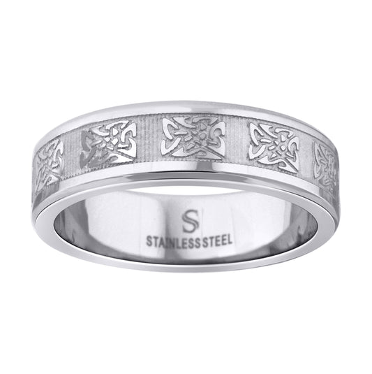Stainless Steel Mens Celtic Engraved Promise Sizes 7 - 14 Comfort-fit Fashion Bridal Anniversary Wedding Engagement Band Ring