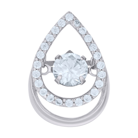 Sterling Silver Womens Cubic Zirconia Fashion Teardrop Slide Charm Pendant