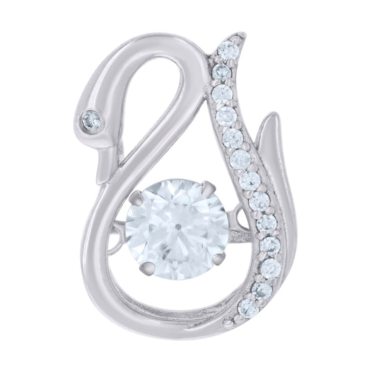Sterling Silver Womens Cubic Zirconia Fashion Swan Charm Pendant