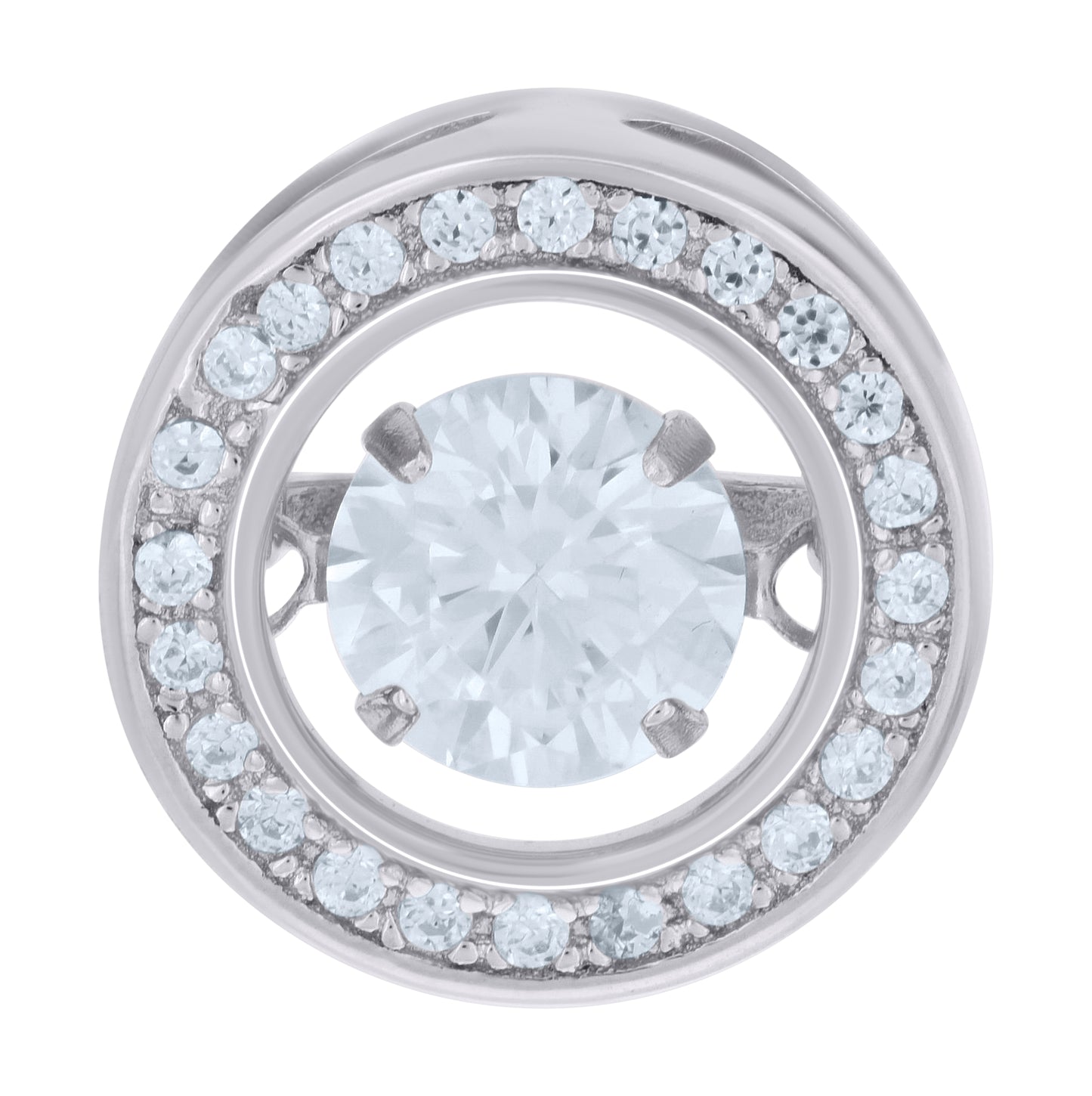 Sterling Silver Womens Cubic Zirconia Fashion Round Charm Pendant