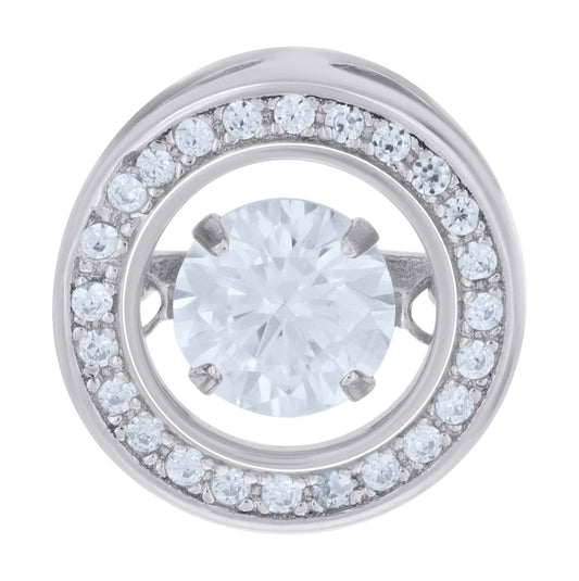 Sterling Silver Womens Cubic Zirconia Fashion Round Charm Pendant