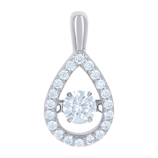 Sterling Silver Womens Cubic Zirconia Fashion Teardrop Charm Pendant