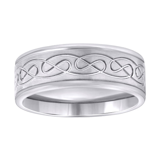Stainless Steel Mens Celtic Brushed Centered Step Edges Sizes 7 - 14 Comfort-Fit Fashion Bridal Anniversary Wedding Engagement Band Ring