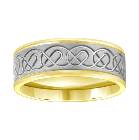 Stainless Steel Mens Two-Tone Center Brushed Infinity Sizes 7 - 14 Comfort-Fit Fashion Bridal Anniversary Wedding Engagement Band Ring