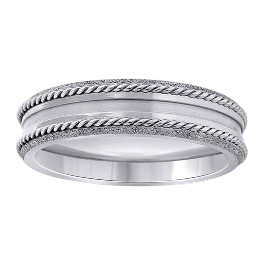 Stainless Steel Mens Double Rope Inlay Center Grooved Sizes 7 - 14 Comfort-Fit Fashion Bridal Anniversary Wedding Engagement Band Ring
