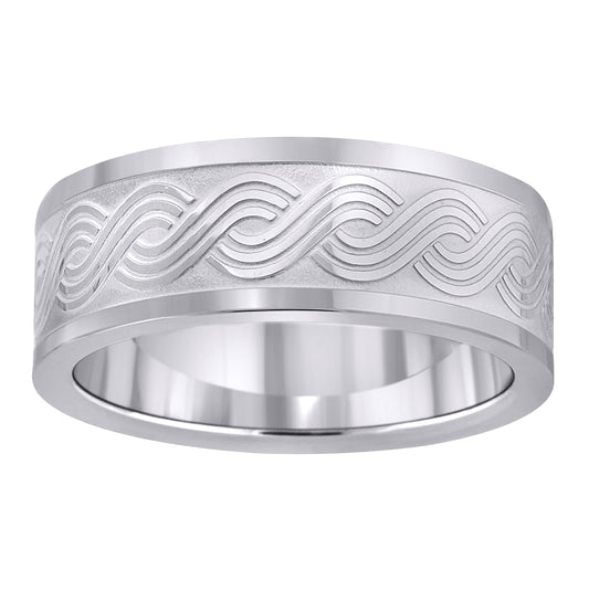 Stainless Steel Mens Celtic Pattern Center Brushed Sizes 7 - 14 Comfort-Fit Fashion Bridal Anniversary Wedding Engagement Band Ring