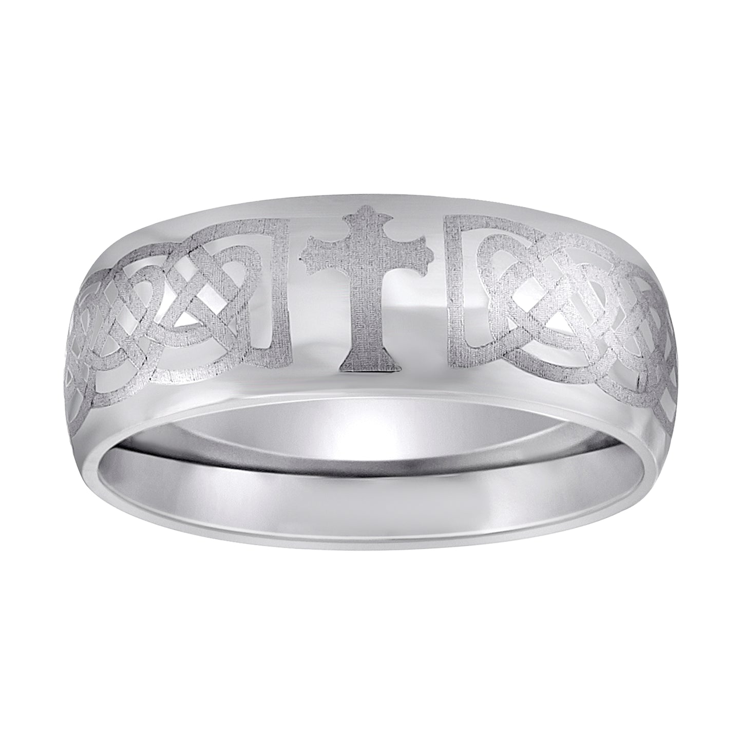 Stainless Steel Mens Celtic Cross Polished Dome Sizes 7 - 14 Comfort-Fit Fashion Bridal Anniversary Wedding Engagement Band Ring