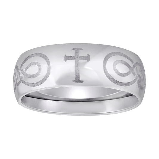 Stainless Steel Men's Celtic Cross Polished Dome Sizes 7 - 14 Comfort-Fit Fashion Bridal Anniversary Wedding Engagement Band Ring