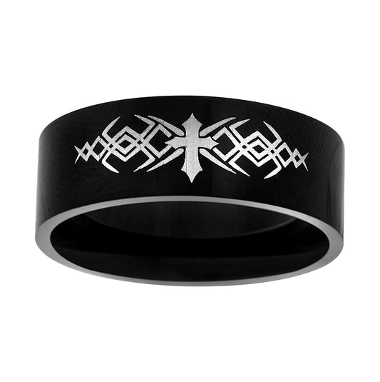 Stainless Steel Mens Celtic Cross Black Sizes 7 - 14 Comfort-Fit Fashion Bridal Anniversary Wedding Engagement Band Ring
